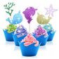 GET FRESH Narwhal Cupcake Toppers and Wrappers Set - 25 Piece Glittery Paper Birthday Party Supplies - Narwhal Color