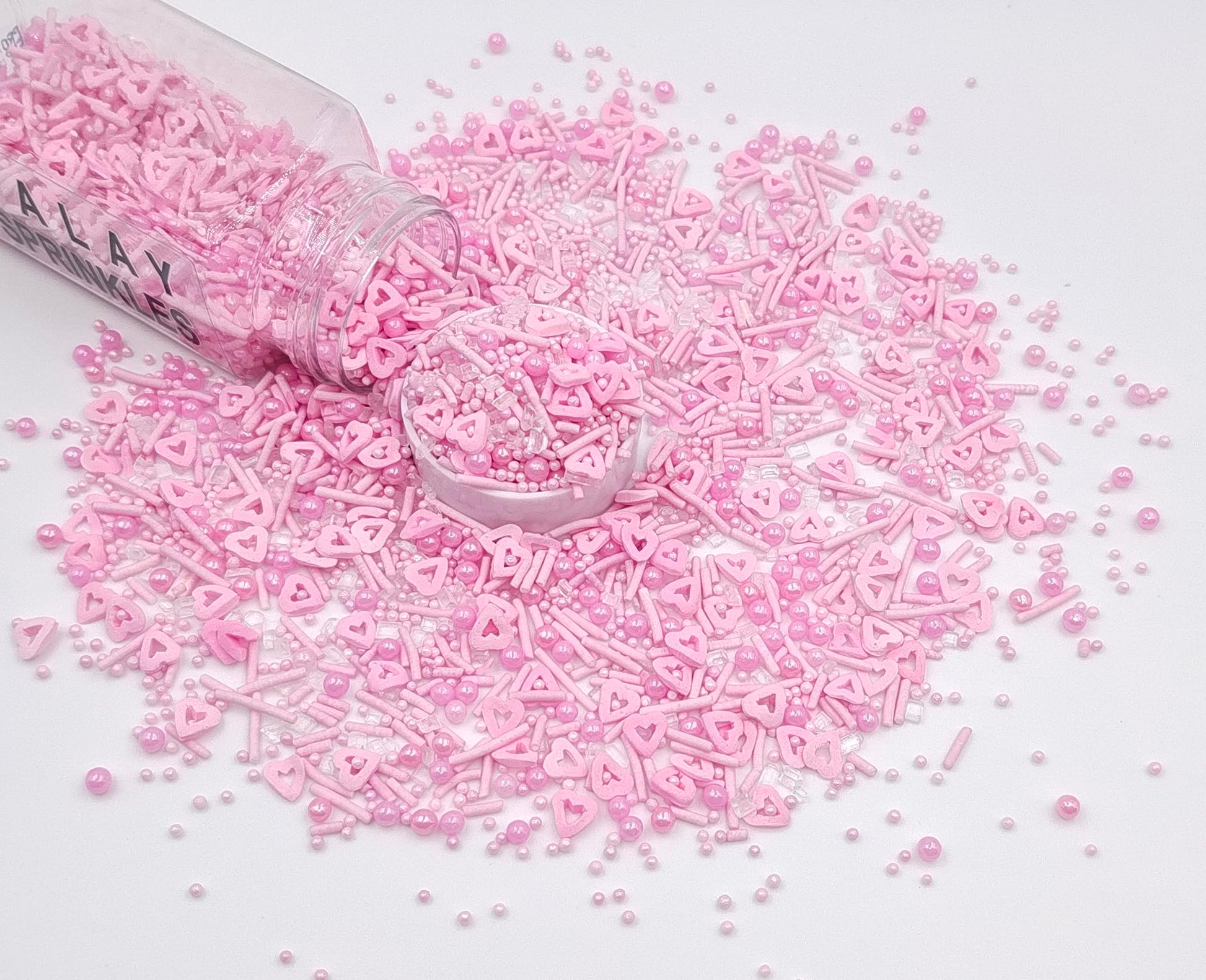 Sentovac Edible Pink Heart Mix Sprinkles for Decorating 1 Bottle 3.35oz/ 95g | Cake Cupcakes and Ice Cream Topper Decorations