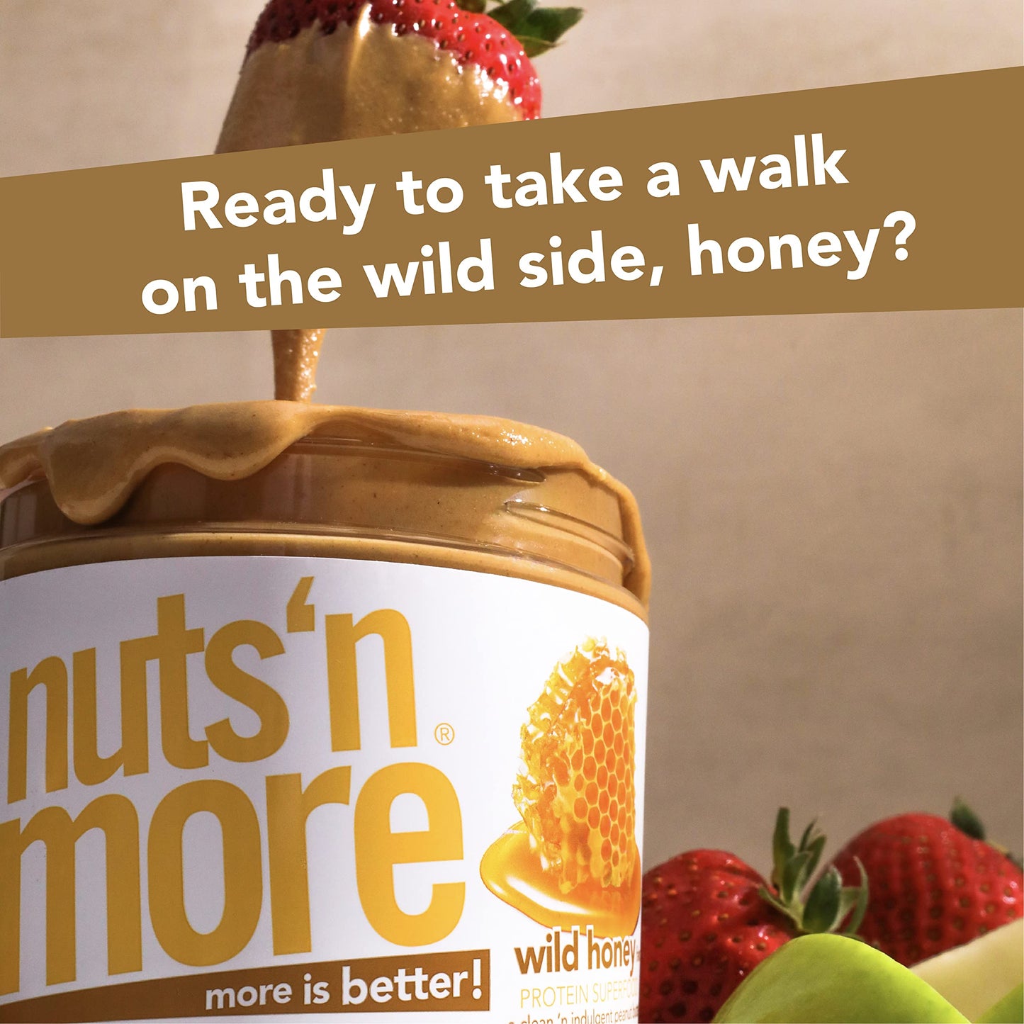 Nuts N More Wild Honey Peanut Butter Spread, All Natural Keto Snack, Low Carb, Low Sugar, Gluten Free, Non-Gmo, High Protein Fla