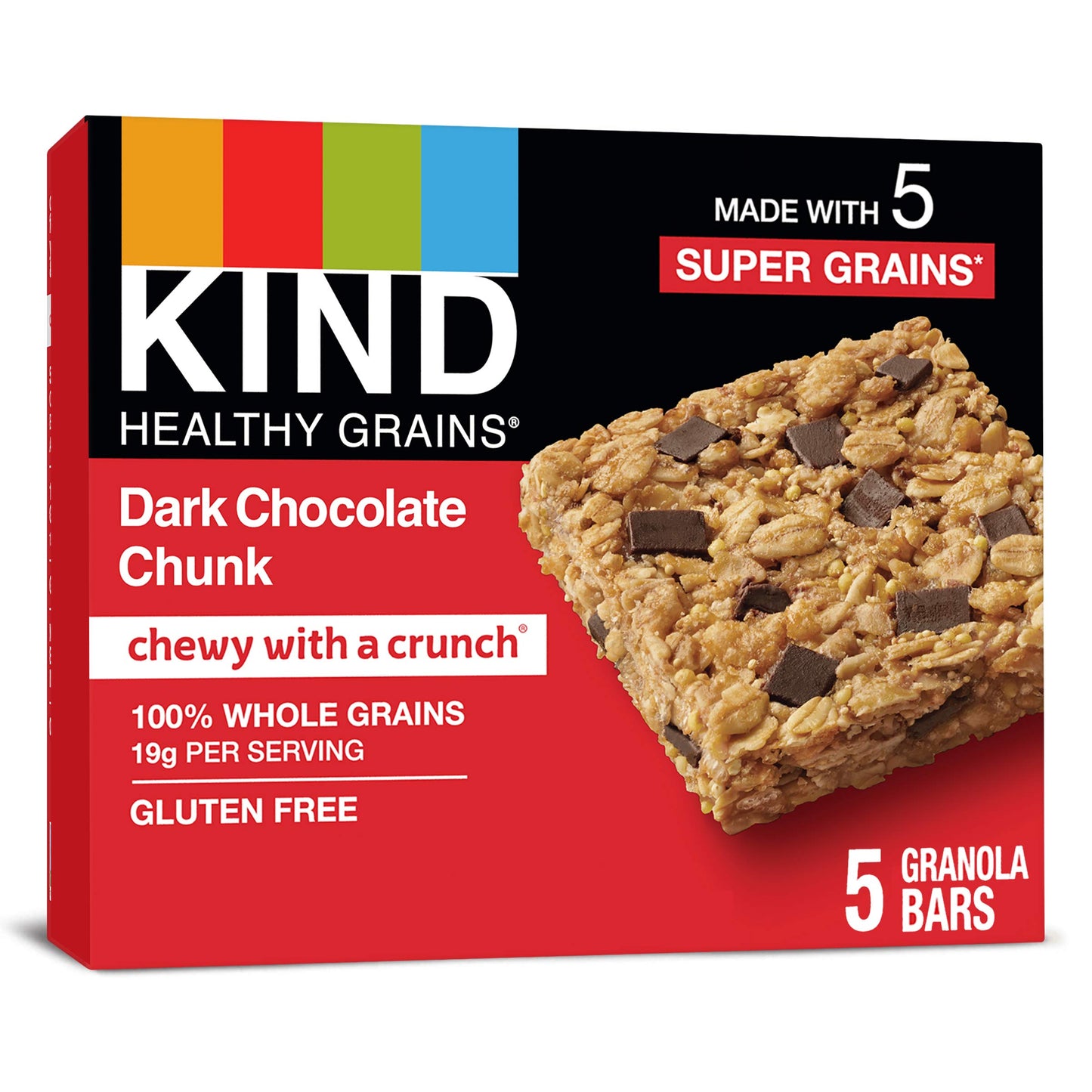 Kind Dark Chocolate Healthy Grains Bars, Chunk, Gluten Free, 1.2 Oz, , 30 Count (Pack Of 6)