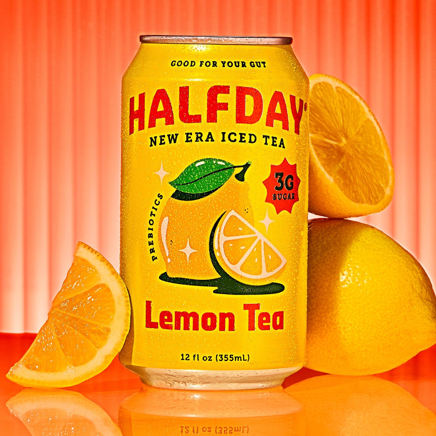 Halfday Prebiotic Lemon Iced Tea 12-Pack - Nostalgic Flavor, Low Sugar, Incredible Taste - Paleo, Gluten Free, Drinks For Gut He