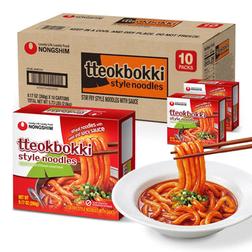 Nongshim Tteokbokki Style Noodles, Sweet and Spicy Sauce, Korean Instant Noodles, Wheat Stir Fry Style Noodles, Korean Street Fo