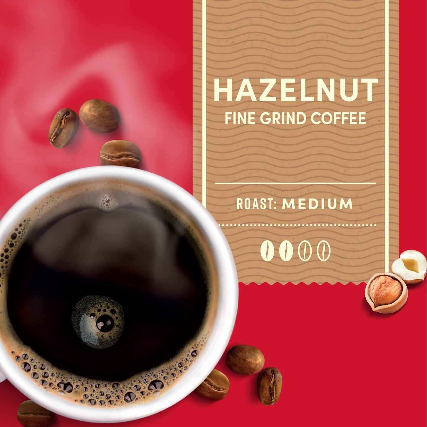 Tim Hortons Medium Roast Hazelnut Coffee K-Cup Pods, 12 Count, Compatible with Keurig malt-inspired, Red