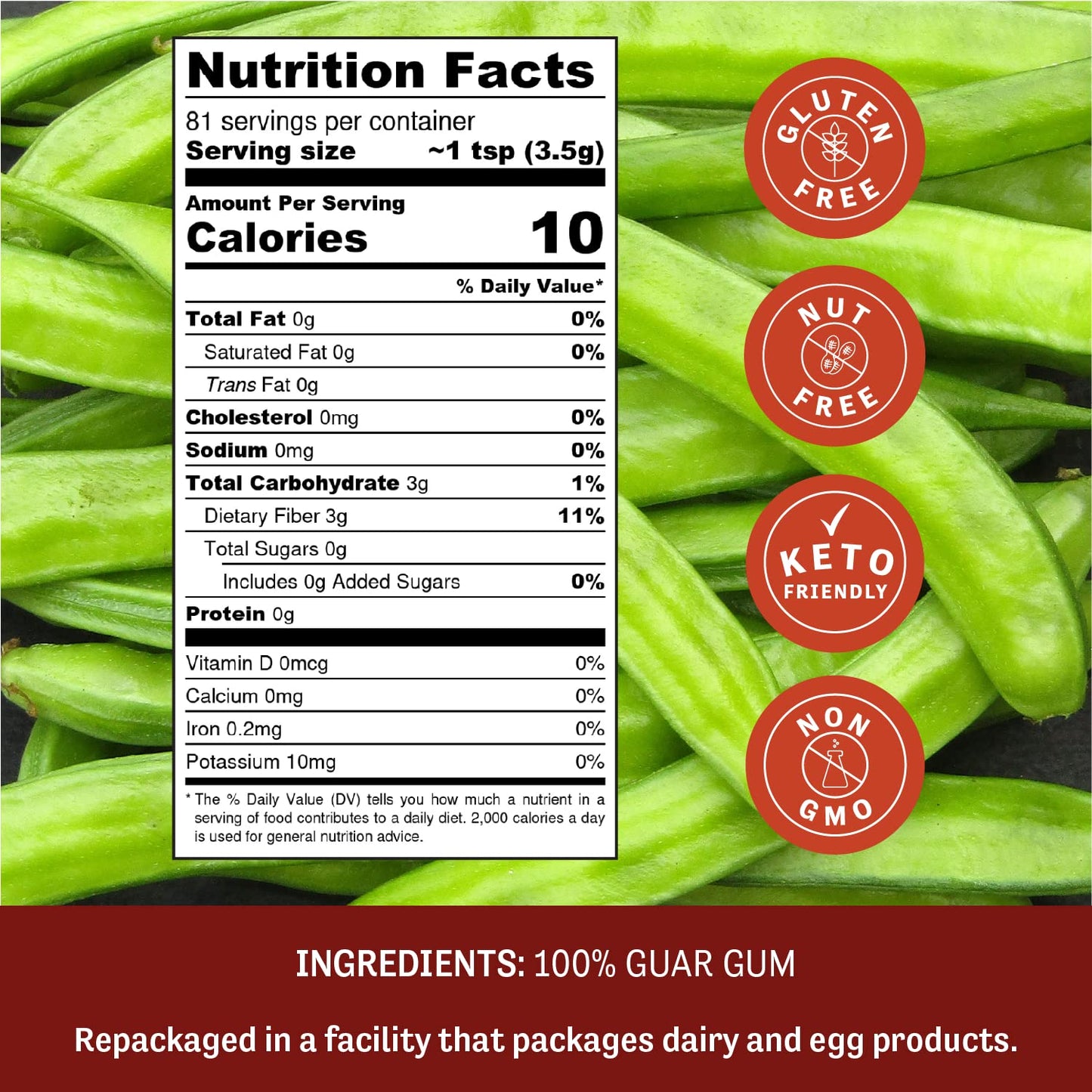 Judees Guar Gum Powder - 10 Oz - Delicious And 100% Gluten- Free And Keto-Friendly - Supports Digestive Health - Derived From Gu