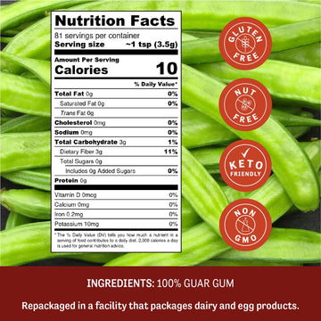 Judees Guar Gum Powder - 10 Oz - Delicious And 100% Gluten- Free And Keto-Friendly - Supports Digestive Health - Derived From Gu
