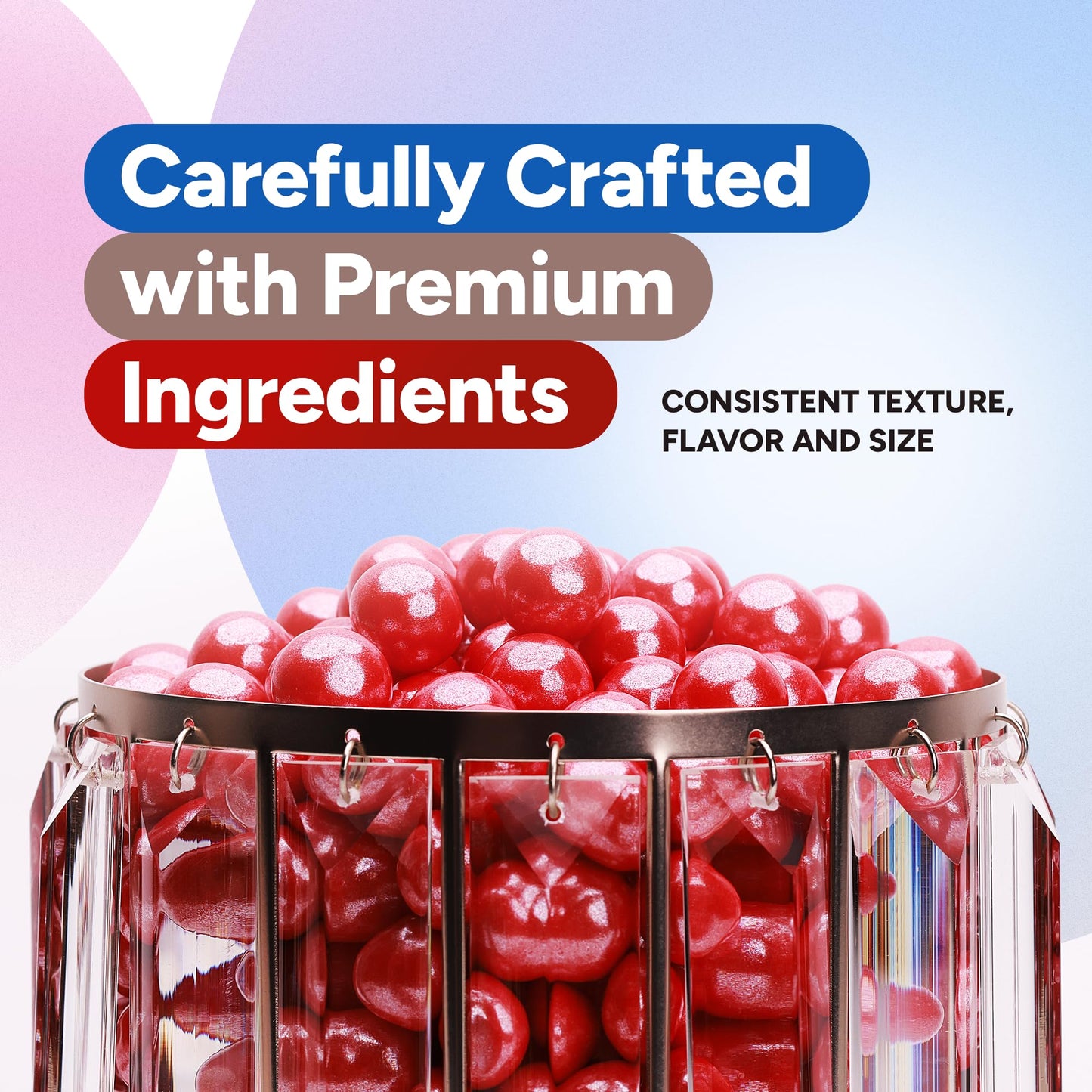 Crafty Confections Shimmer Gumballs Cherry Flavor 3 Pack 3.5 oz Pearl Red 16mm for Gumball Machines and Party Favors