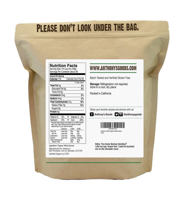 Anthonys Organic White Whole Grain Quinoa, Gluten Free, Non-GMO, 4 lb