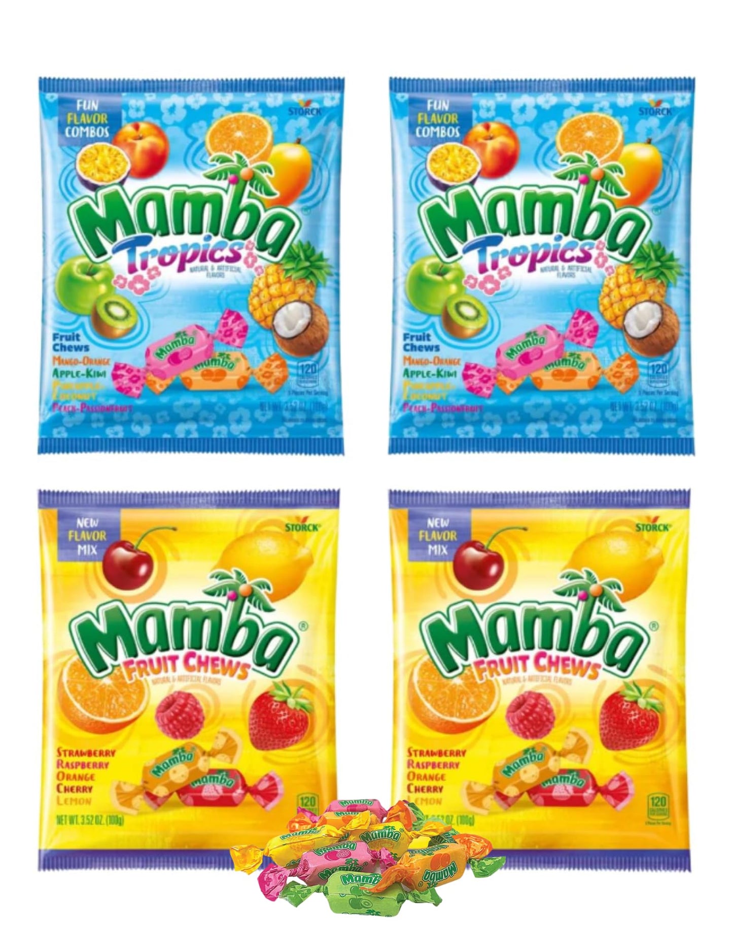 Mamba Fruit Chews & Tropics Assorted Candy Assorted Candy - Chewy candy that is Full of Great Flavors, Individually Wrapped and 