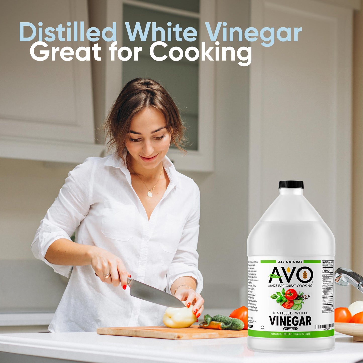 Avo 1 Gallon (128 Oz) Pure Natural Distilled White Vinegar - 5% Acidity