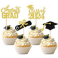 24 Pcs 2024 Graduation Cupcake Toppers Glitter Class Of 2024 Diploma Congrats Grad Cap Cupcake Picks 2024 Graduation Theme Party