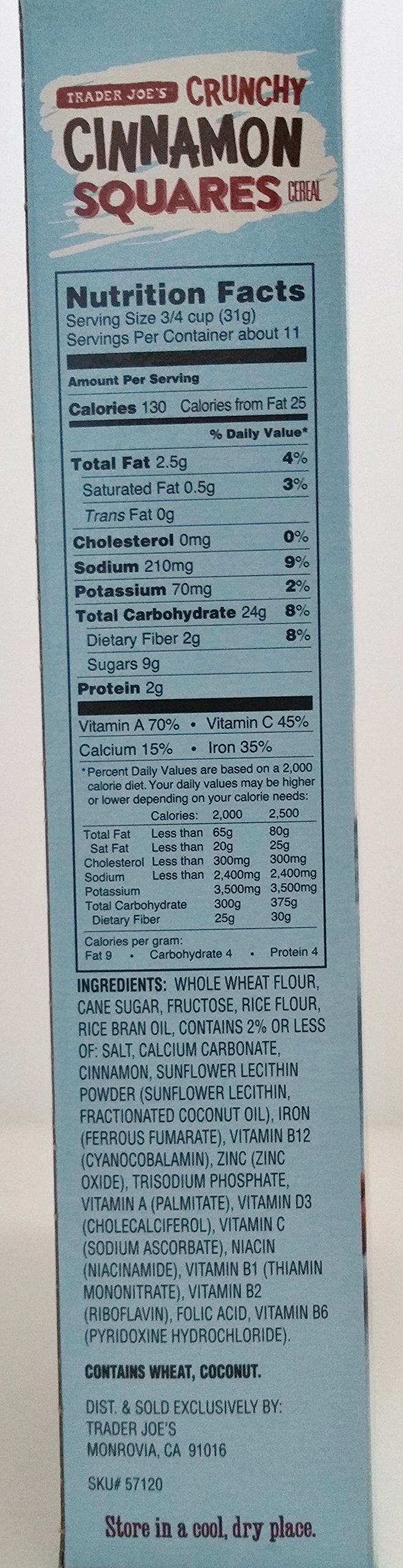 Trader Joeas - Crunchy Cinnamon Squares Cereal - Net Wt. 12.2 Oz (346G)