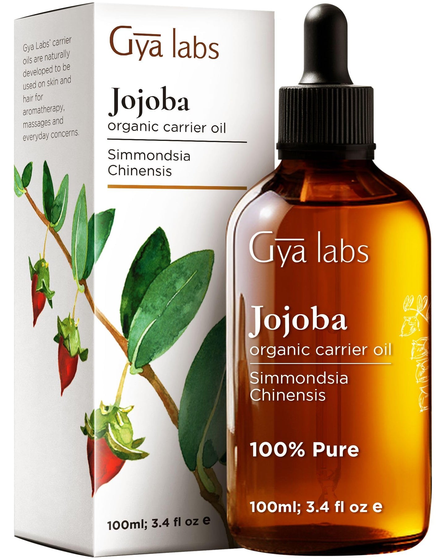 Gya Labs Organic Jojoba Oil For Skin - Vegan & Pure Jojoba Oil Organic Cold Pressed Unrefined - Jojoba Oil For Hair, Ear Stretch