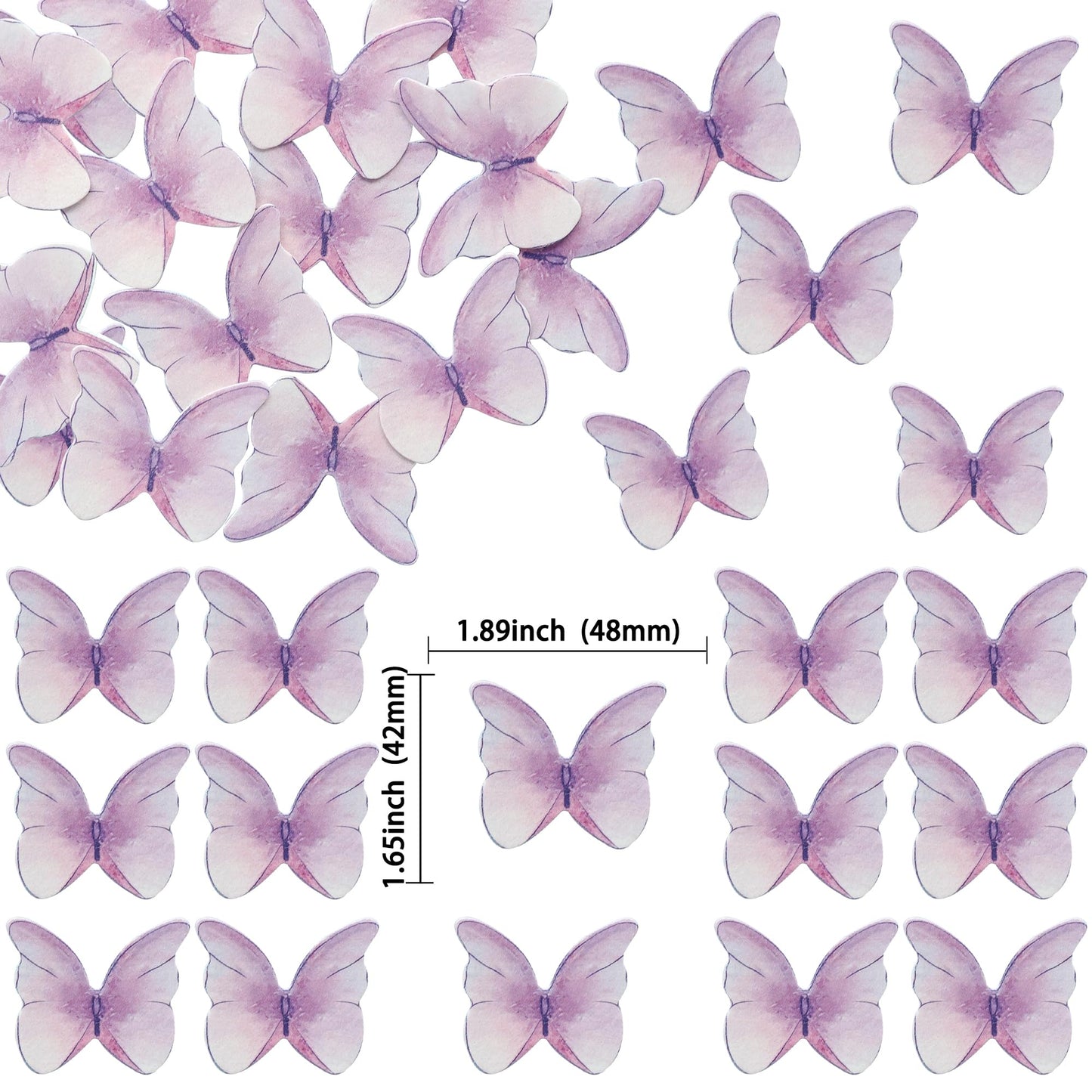 Ephlyn 48Pcs Edible Butterfly Cupcake Toppers Cute 3D Butterfly Cake Picks For Butterfly Theme Baby Shower Bridal Shower Boys Gi