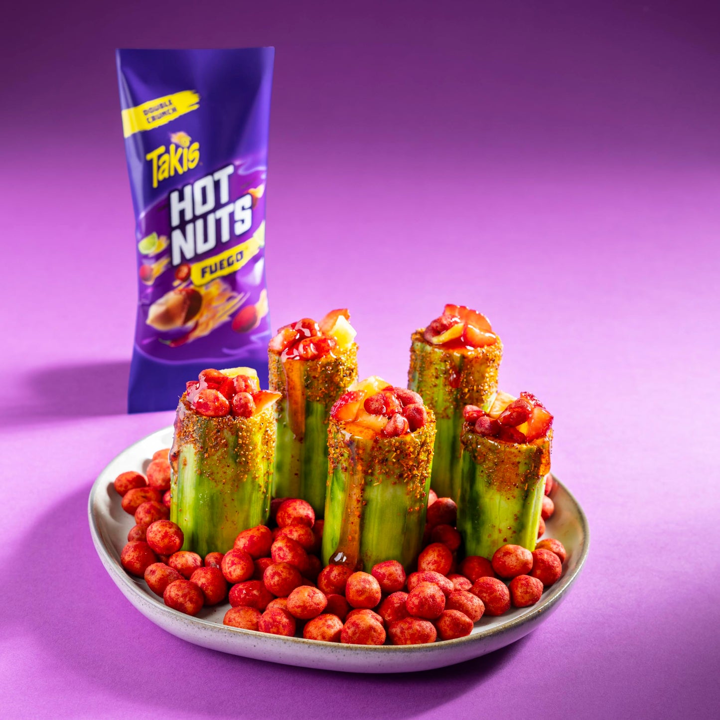 Takis Fuego Hot Nuts, Extreme Spicy Double-Crunch Peanuts, 15.02 oz Resealable Bag, Hot Chili Pepper & Lime Flavored
