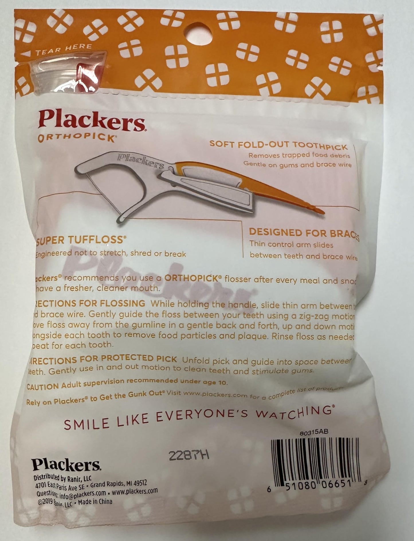 Plackers Orthopick Flosser For Braces, Pack Of 4 (36 Flossers Each)