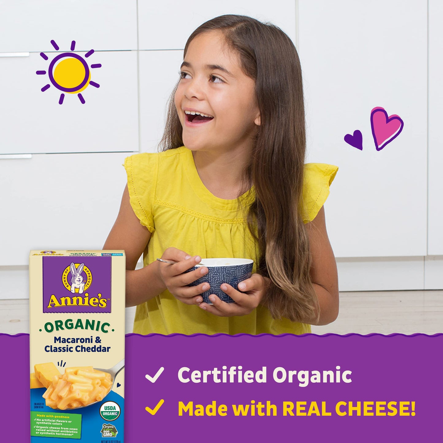 Annies Organic Macaroni and Classic Cheddar, Real Cheese, 6 oz Pack