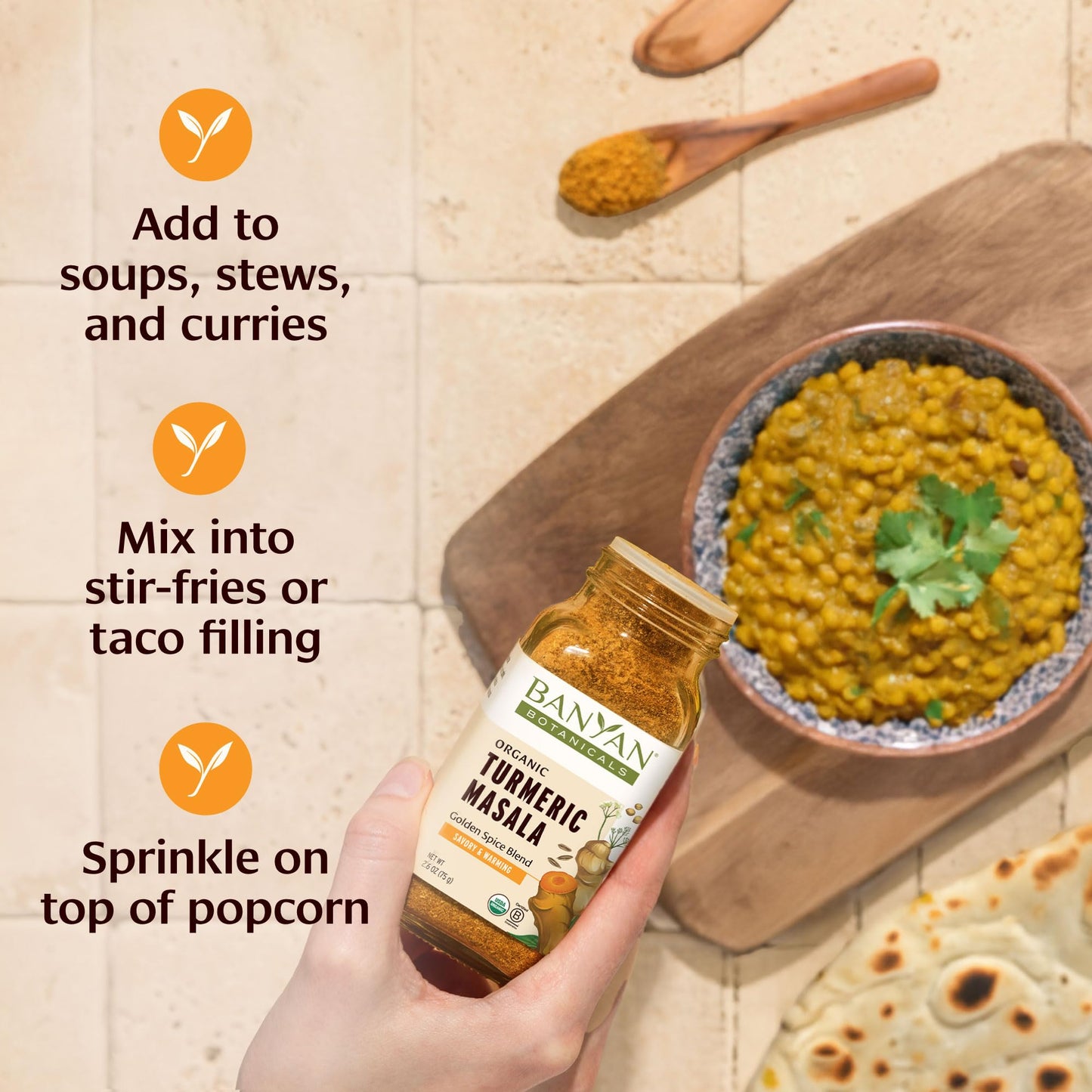 Banyan Botanicals Turmeric Masala Spice Mix - Organic Ayurvedic Spice Blend - Warming & Savory Cooking Spices With Organic Turme