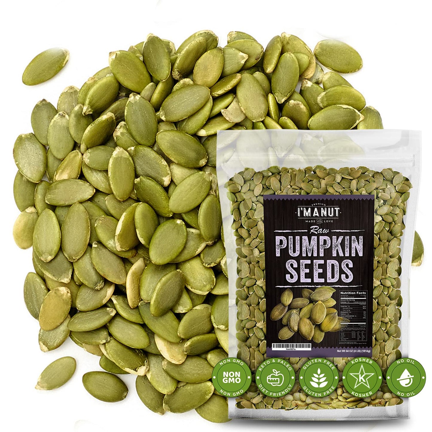 Raw Pumpkin Seeds (Papitas) 64 Oz (4 Lb) | No Preservatives | Batch Tested Gluten & Peanut Free | Non-Gmo | No Ppo | 100% Natura