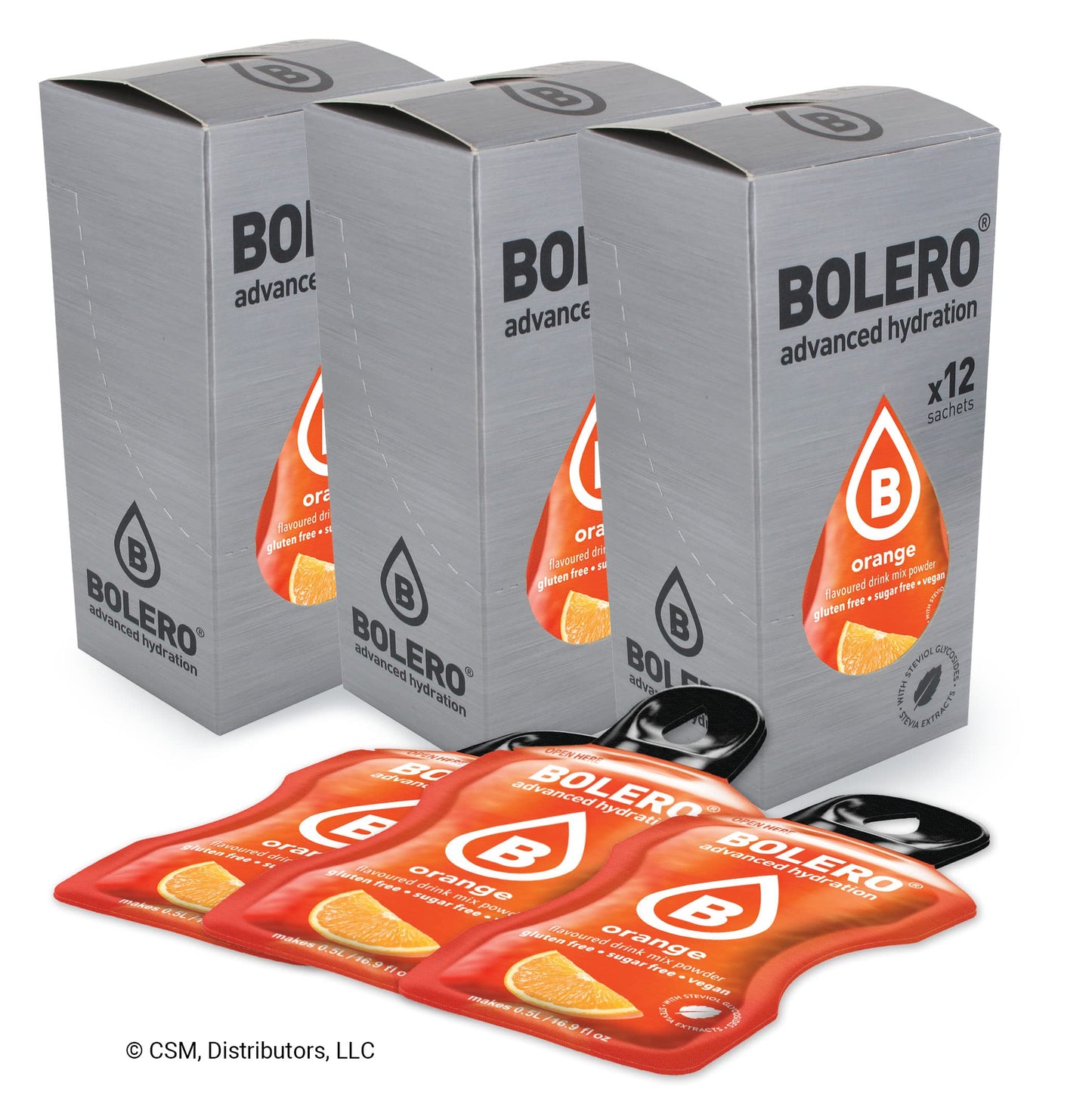 Bolero- Sugar Free Drink Mix Packets Orange Fruit Flavors | Powdered Flavored Water Packets | 36 Small Sachet On The Go Packets