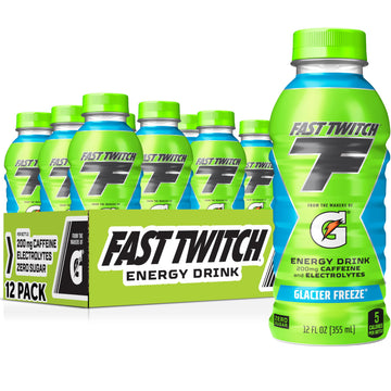 Fast Twitch Energy Drink by Gatorade, Glacier Freeze, 12 Fl Oz Bottles, 12 Pack, 200mg Caffeine, Zero Sugar, Electrolytes