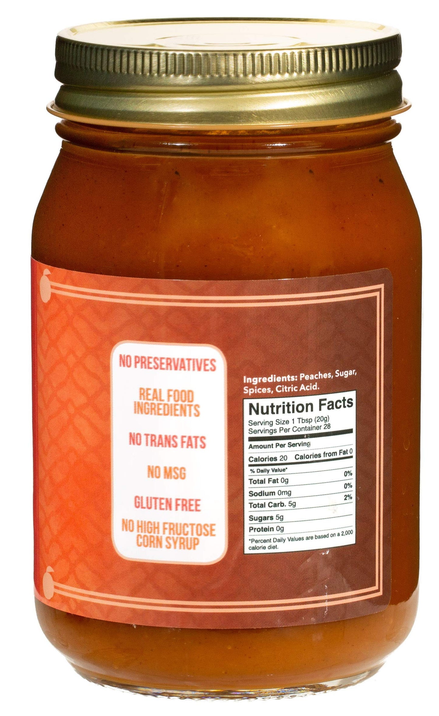 Green Jay Gourmet Peach Butter - All-Natural, Gluten-Free Fruit Spread - 19 Ounces