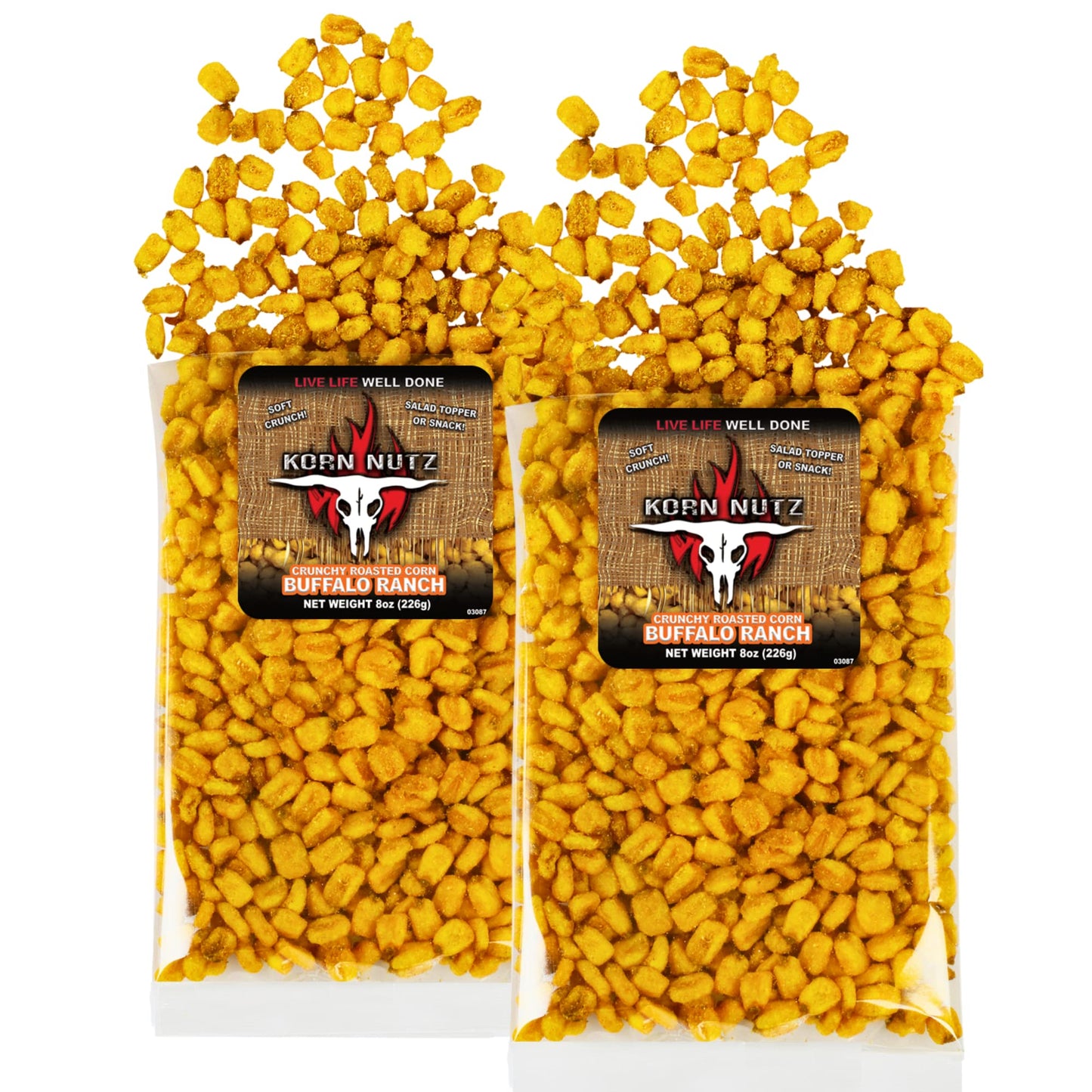 Buffalo Ranch Crunchy Corn Kernels | Soft Crunch Toasted Corn | Runnin Wild Foods | 1-Pound Total (Box Of 2 Bags, 8Oz Each), Kor