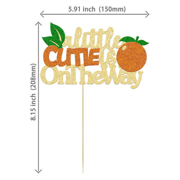 1Pc Little Cutie Is On The Way Cake Topper Glitter Orange Cake Topper Decorations For Cutie Kids Birthday Party Baby Shower Gend