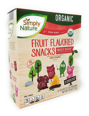 Organic Fruit Flavored Snacks Mixed Berry | USDA Organic, Non-GMO | No Artificial Flavors or Synthetic Colors | 100 Percent Vita