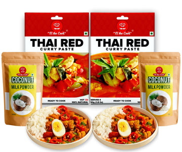 El The Cook Thai Red Curry Paste + Coconut Powder For Making Thai Curry | Ready To Cook Kit | Easy To Cook, 100% Veg & Natural |