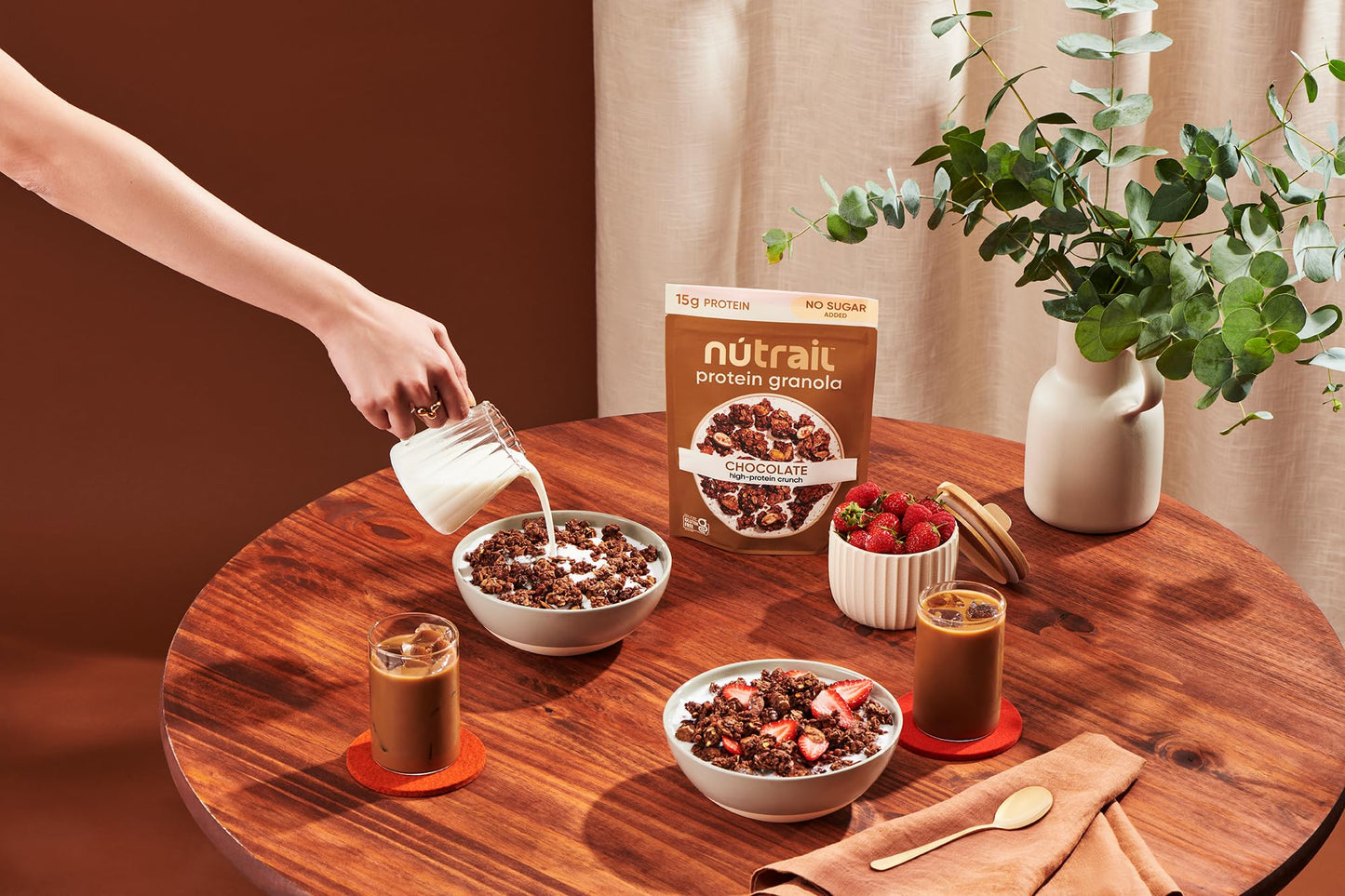 Nutrail 15G Protein Granola Cereal, Chocolate, No Sugar Added, Gluten Free, Made With Whey, 8 Oz. 3 Count