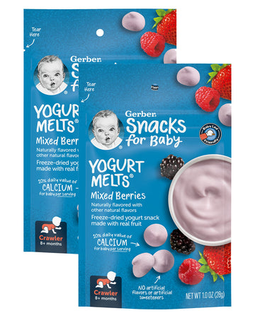 Gerber Baby Snacks Yogurt Melts, Mixed Berries, 1 Ounce (Pack Of 2)