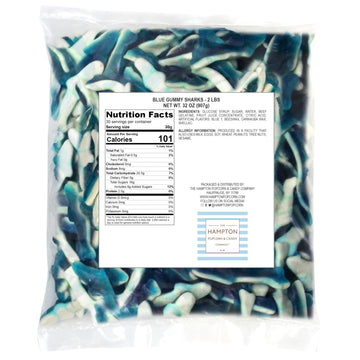 Blue Gummy Sharks Candy, 2 Pound Bulk Bag, The Hampton Popcorn & Candy Company