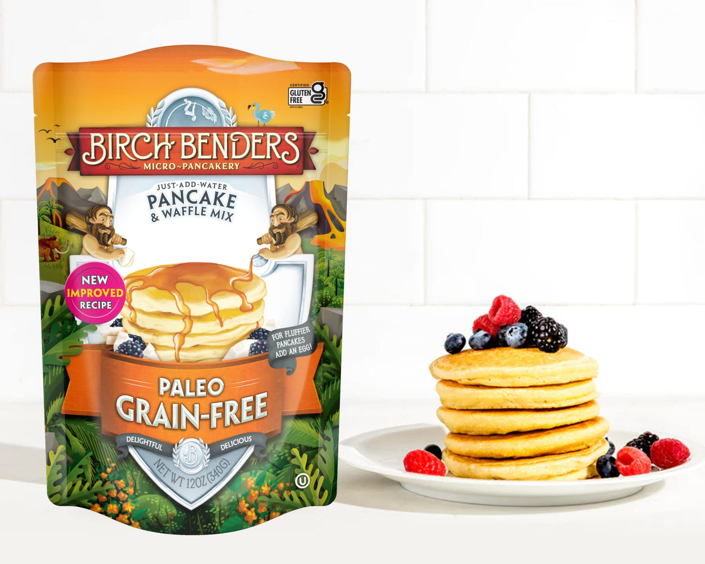Paleo Pancake and Waffle Mix by Birch Benders, Made with Cassava, Coconut, Almond Flour, Just Add Water, 12 Ounce (Pack of 6)