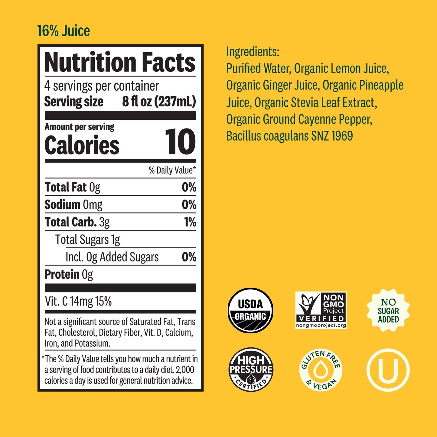 Suja Organic Ginger Love Cold Pressed Juice Drink, Refreshing Ginger Lemonade, excellent source of antioxidant vitamin C, 32 fl