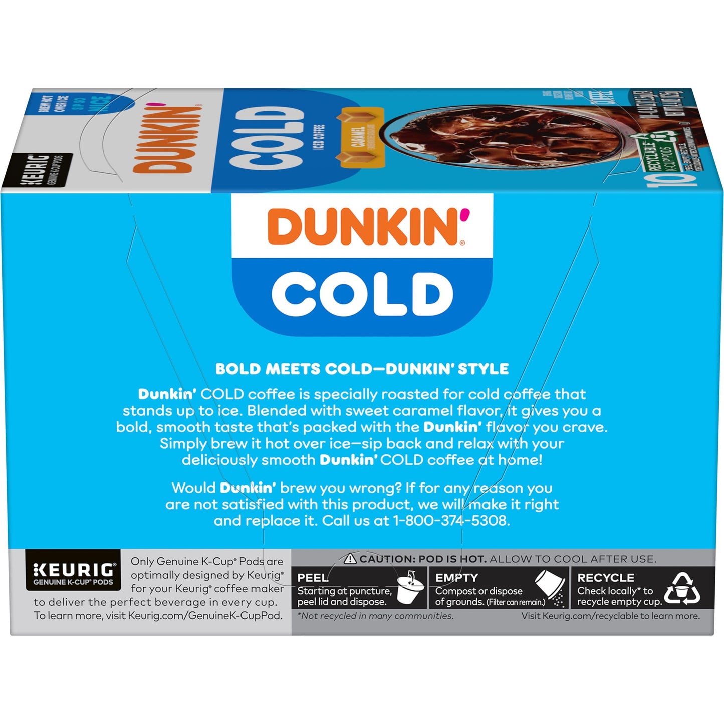 Dunkin Cold Caramel Flavored Coffee, 10 Keurig K-Cup Pods