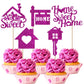 Rsstarxi Cupcake Toppers 30 Pack, Paper, Housewarming Party Decorations, Purple Design 1