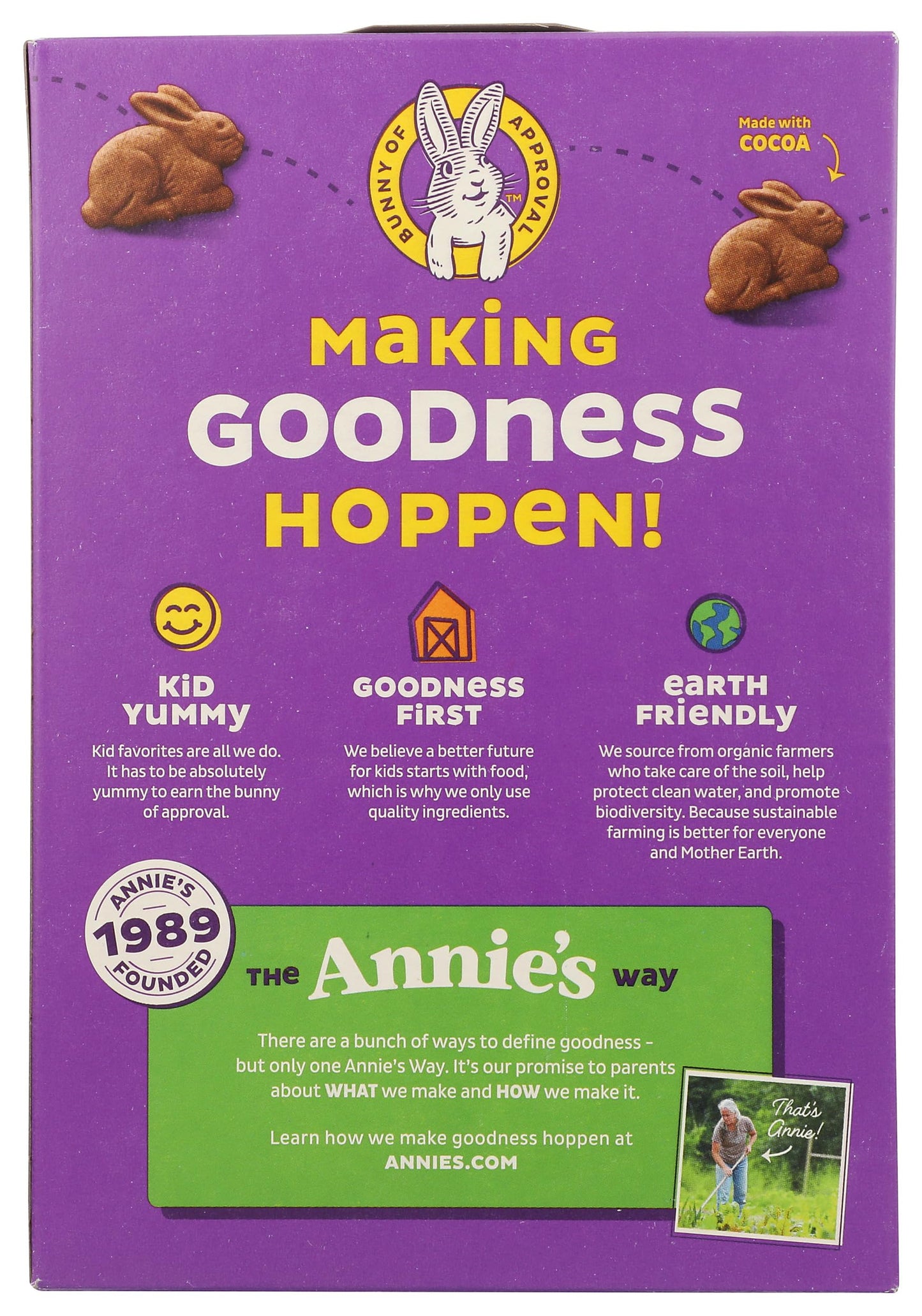 Annies Homegrown Chocolate Bunny Grahams 7.5 Oz