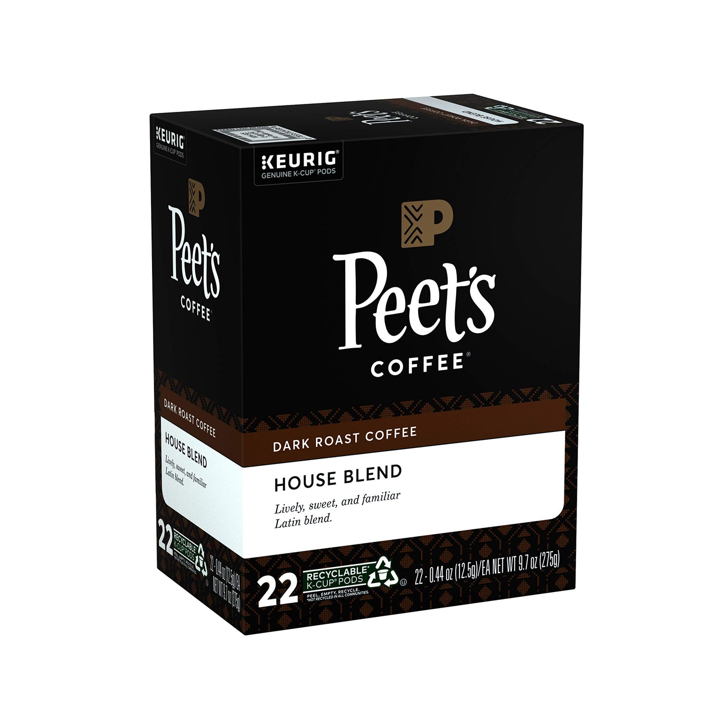 Peet'S Coffee & Tea Single-Serve Coffee K-Cup, House Blend, Carton Of 22