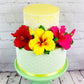 Global Sugar Art Hibiscus Sugar Cake Flowers Spray, Yellow Hawaiian Cake Flower Large. 1 Count By Chef Alan Tetreault