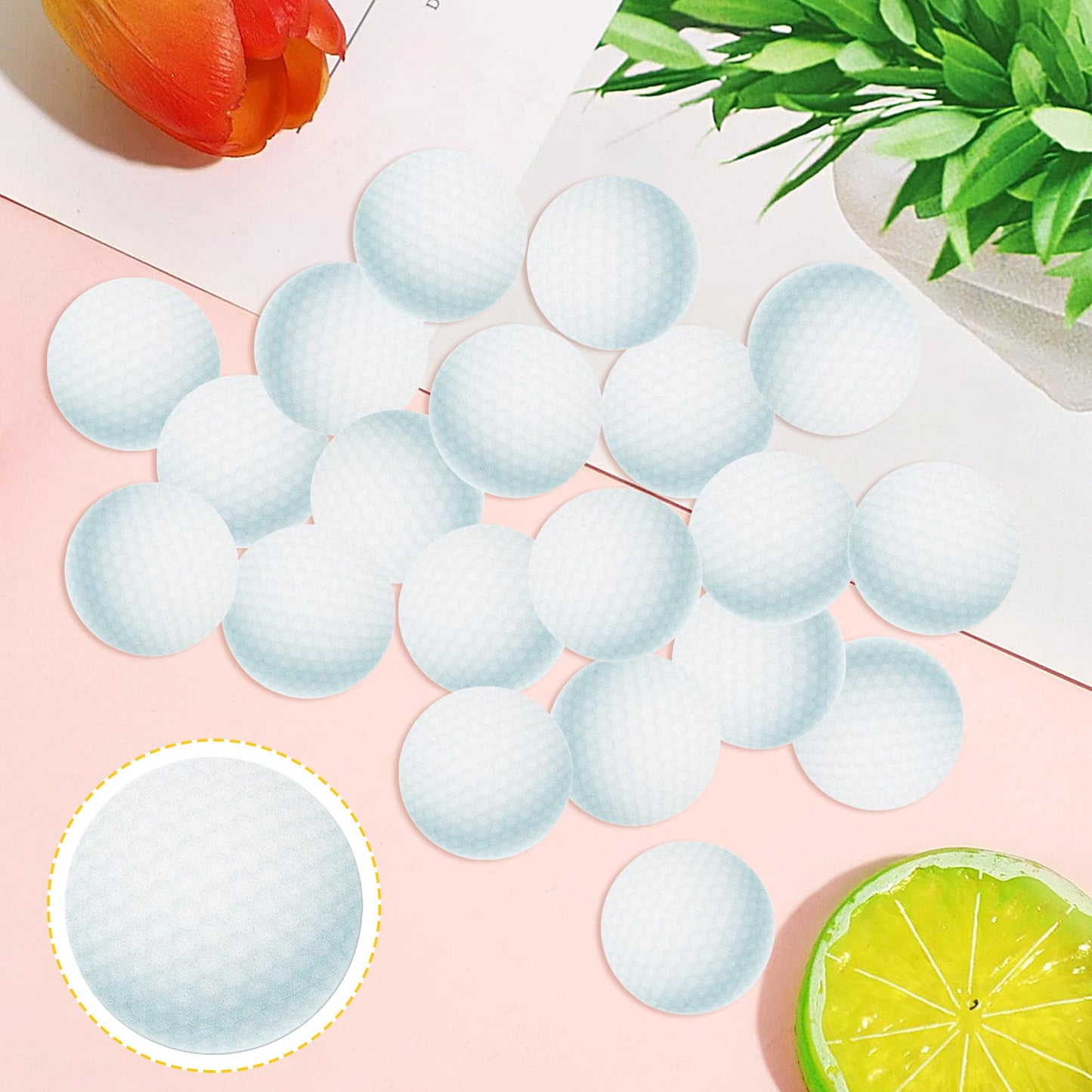 48 Pcs Edible Golf Cupcake Toppers Wafer Paper Sports Balls Golf Cupcake Picks Edible Golf Cupcake Decorations For Sports Golf B