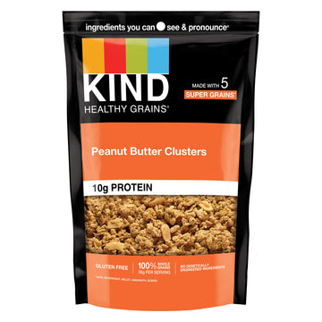 Kind Healthy Grains Granola Family Size, Healthy Snack, Peanut Butter Granola Clusters, 10G Protein, Snack Mix 11 Oz (6 Pack)