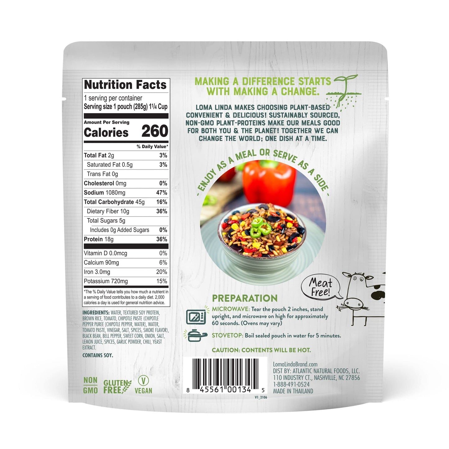 Loma Linda - Plant-Based Complete Meal Solution 10 Oz. Packets (Southwest Chipotle Bowl, 6 Pack)