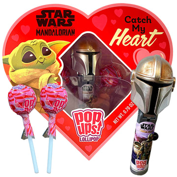 Star Wars Pop Up Lollipop Case Baby Yoda The Mandalorian Candy Gift Set, Valentines Day 2023 (Mandalorian)