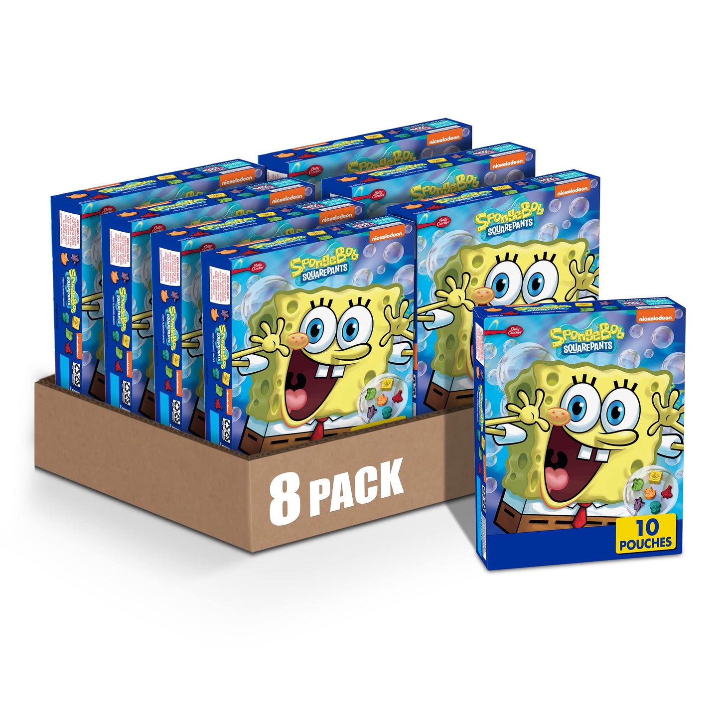 Spongebob Squarepants Fruit Flavored Snacks, Treat Pouches, 10 Ct (Pack Of 8)