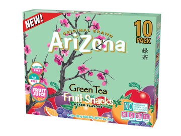 AriZona Iced Tea Fruit Snacks, Green Tea - 0.9 oz, 10 count Box