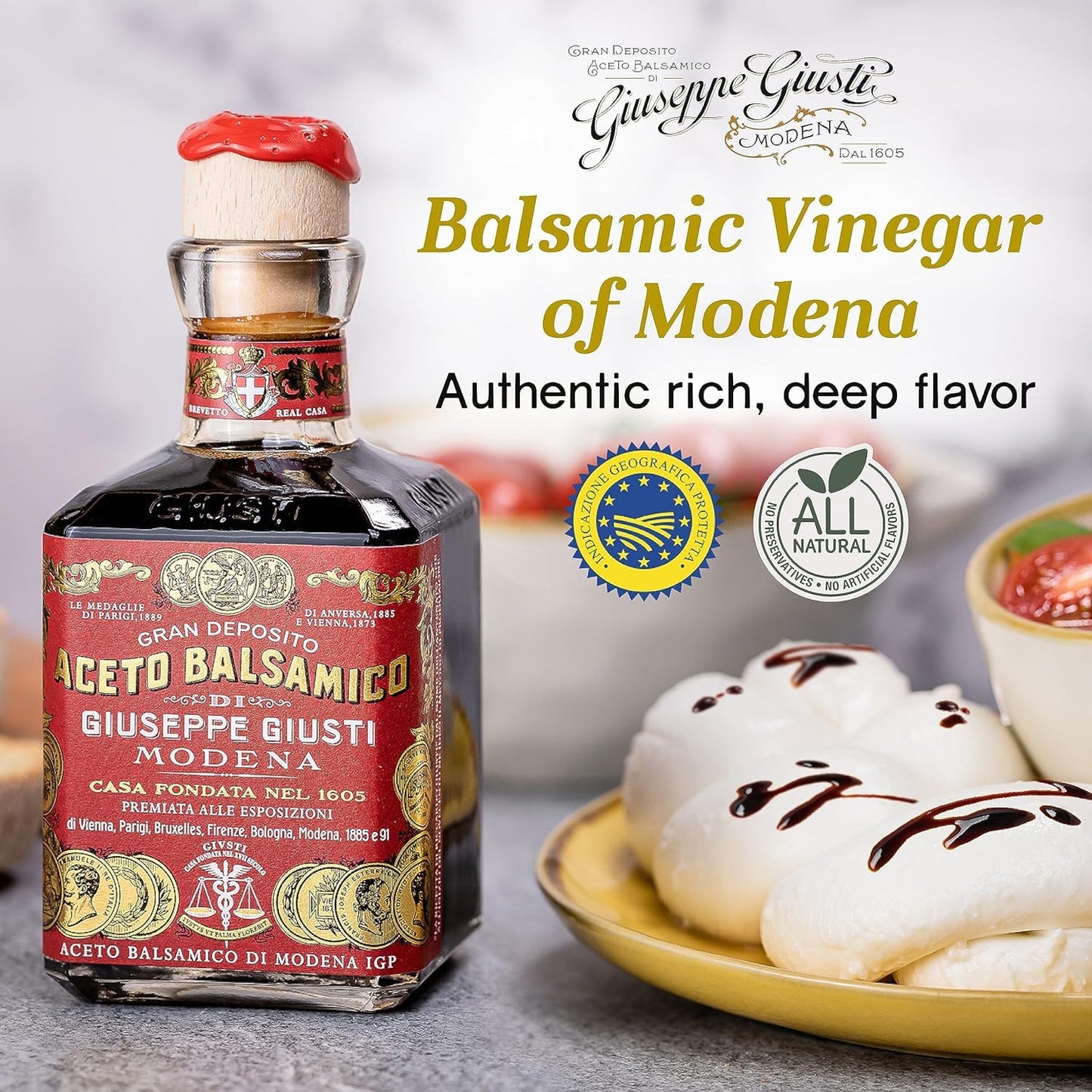 Giusti Balsamic Vinegar Gift Set - 2 x 8.45 fl oz - Black & White - Gran Deposito Aceto Balsamico di Modena - Italian Gifts
