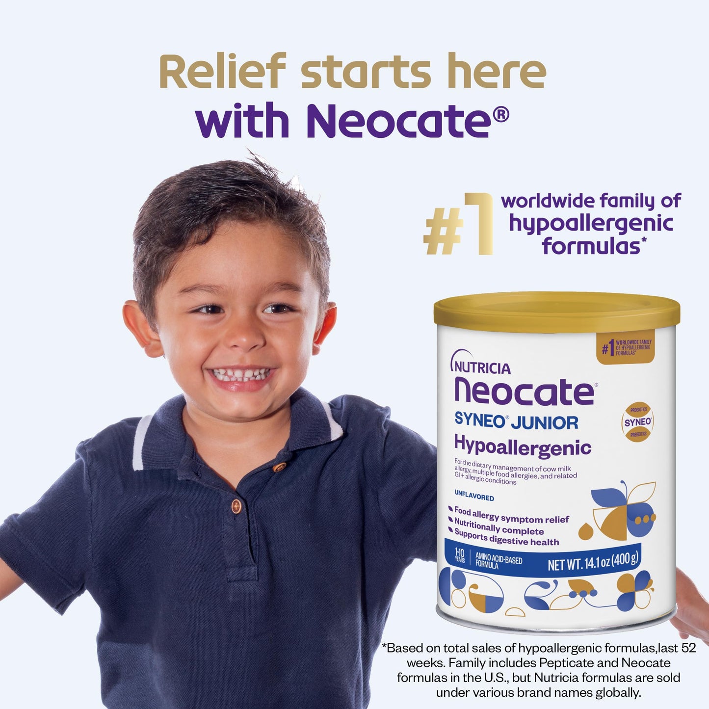 Nutricia Neocate Junior - Hypoallergenic, Dairy-Free, Amino Acid-Based Formula For 1+ Years - For Toddlers, Kids & Teens - Powdered Formula - Chocolate - 14.1 Oz Can (Case Of 1)