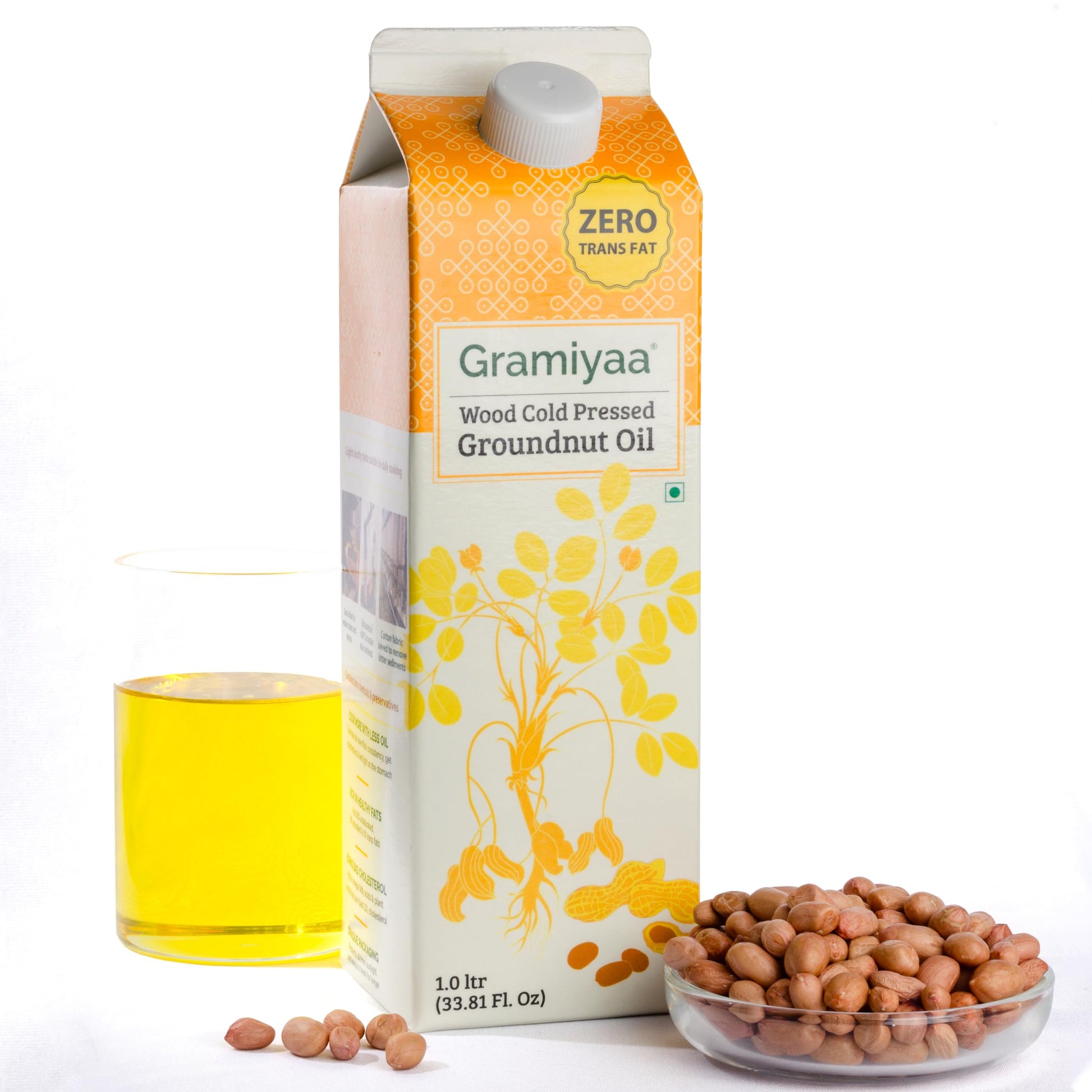 Gramiyaa Wood Cold Pressed Groundnut Oil (Peanut Oil) - 1 Ltr - Marachekku Oil/Kachi Ghani Oil