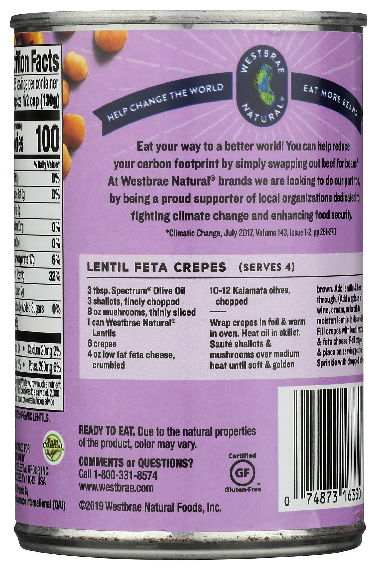 WESTBRAE NATURAL Organic Lentils, 15 OZ