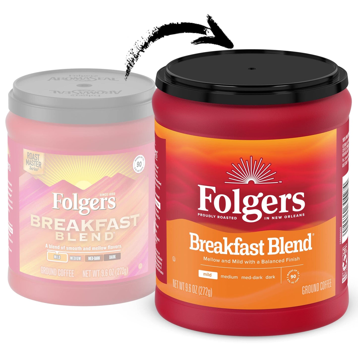 Folgers Breakfast Blend Medium_Roast Ground Coffee, Smooth & Mild Coffee, 9.6 Ounce Canister